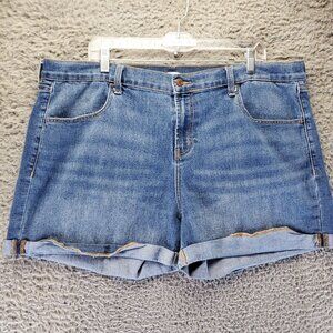 Old Navy Shorts Womens Size 18 Blue Denim Cuffed Casual 5-Pocket Cotton Blend